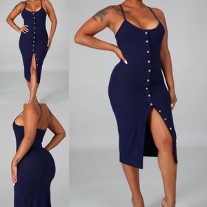 Navy Rib Midi Dress
